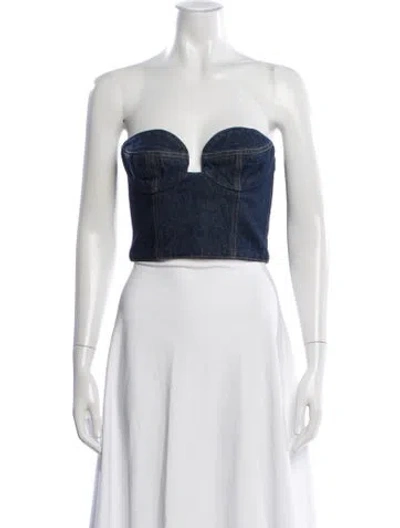 Pre-owned Magda Butrym Strapless Crop Top In Blue