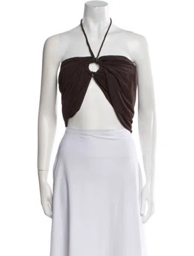 Pre-owned Magda Butrym Strapless Crop Top In Brown