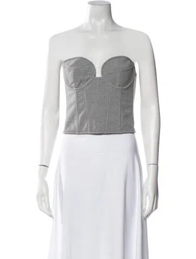 Pre-owned Magda Butrym Strapless Crop Top In Gray
