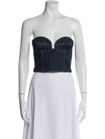 Pre-owned Magda Butrym Strapless Crop Top In Gray