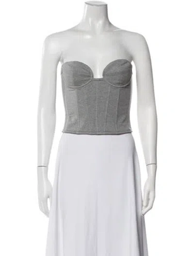 Pre-owned Magda Butrym Strapless Crop Top In Grey