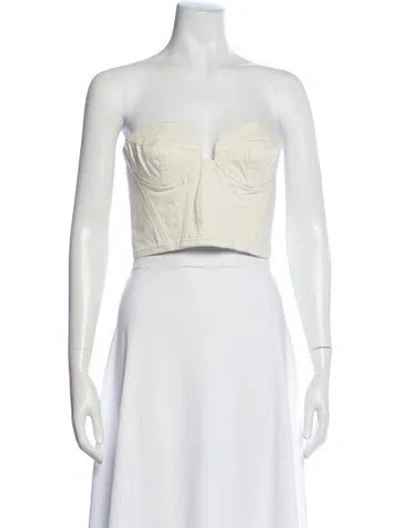 Pre-owned Magda Butrym Strapless Crop Top In Neutral