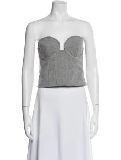 Pre-owned Magda Butrym Strapless Crop Top W/ Tags In Gray