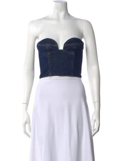 Pre-owned Magda Butrym Strapless Crop Top In White
