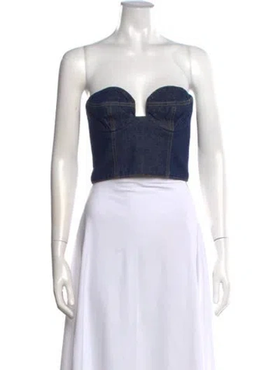 Pre-owned Magda Butrym Strapless Crop Top In White