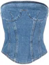 Magda Butrym Structured Denim Corset Top With Gathered Back In Blue