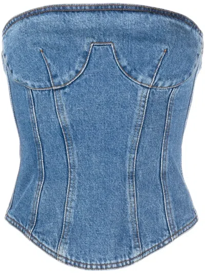 MAGDA BUTRYM STRAPLESS DENIM CORSET TOP