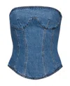 Magda Butrym Strapless Cotton Denim Corset Top In Blue