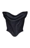 Magda Butrym Strapless Stretch-silk Corset Top In Navy