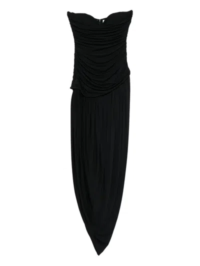 Magda Butrym Strapless Draped Dress In Black