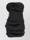 Magda Butrym Off-the-shoulder Black Mini Dress With Floral Accent In Black