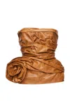 Magda Butrym Strapless Leather Corset Top In Brown