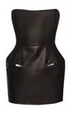 Magda Butrym Strapless Leather Mini Dress In Black