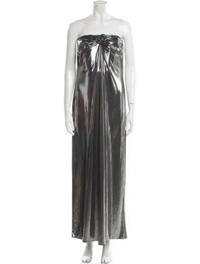 Pre-owned Magda Butrym Strapless Long Dress In Silver