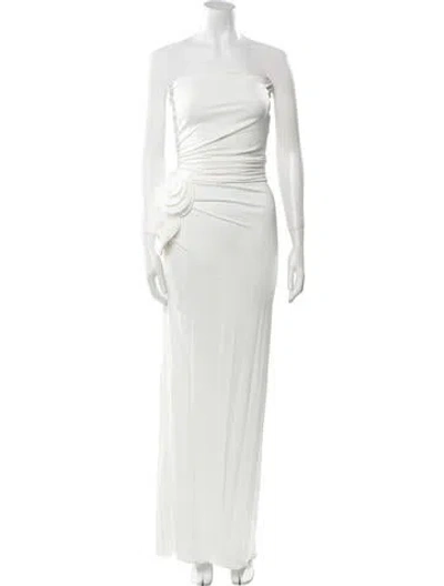 Pre-owned Magda Butrym Strapless Long Dress In White