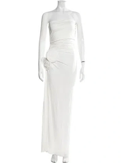 Pre-owned Magda Butrym Strapless Long Dress In White