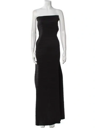 Pre-owned Magda Butrym Strapless Midi Length Dress In Black