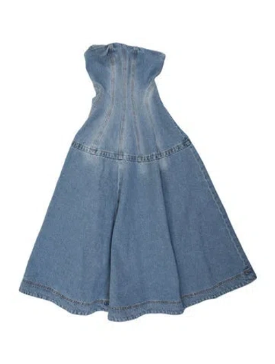 Pre-owned Magda Butrym Strapless Midi Length Dress In Blue