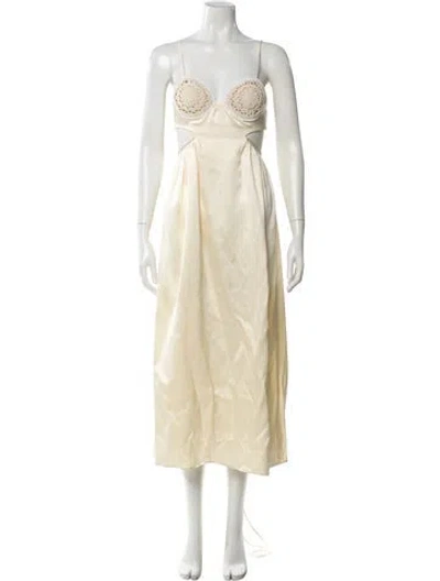 Pre-owned Magda Butrym Strapless Midi Length Dress In Neutral