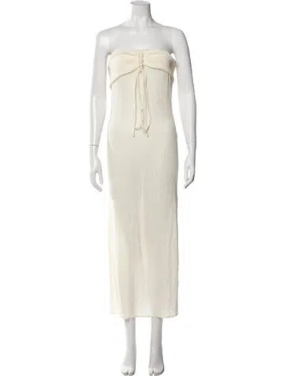 Pre-owned Magda Butrym Strapless Midi Length Dress W/ Tags In Neutral