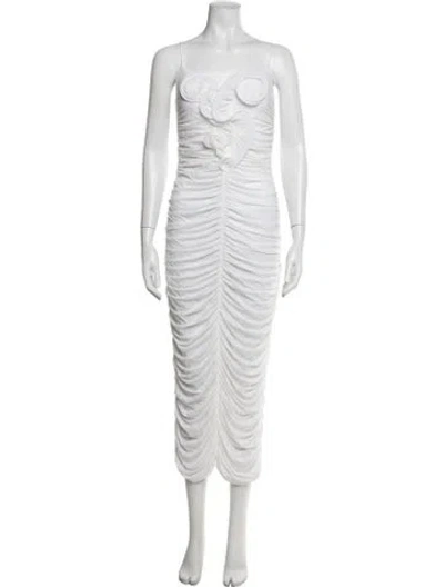 Pre-owned Magda Butrym Strapless Midi Length Dress In White
