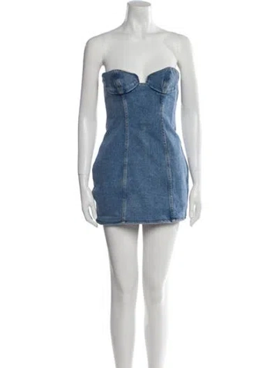 Pre-owned Magda Butrym Strapless Mini Dress In Blue
