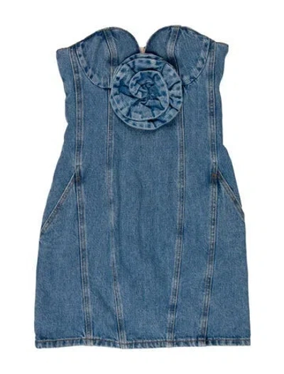 Pre-owned Magda Butrym Strapless Mini Dress In Blue