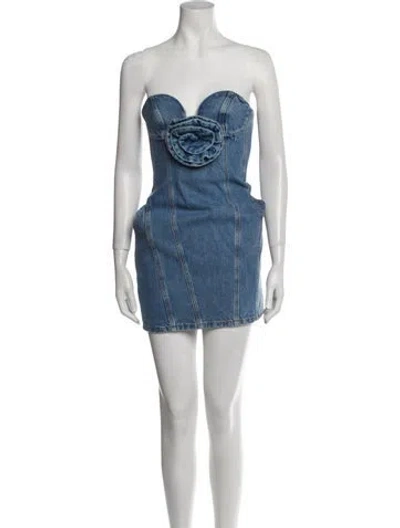 Pre-owned Magda Butrym Strapless Mini Dress In Blue