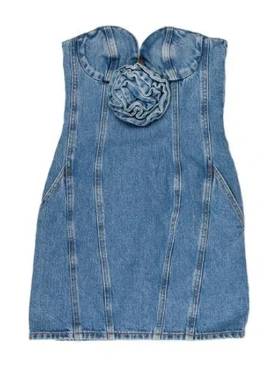Pre-owned Magda Butrym Strapless Mini Dress In Blue