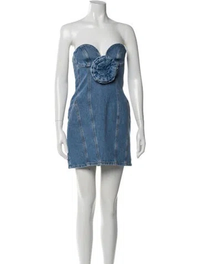 Pre-owned Magda Butrym Strapless Mini Dress In Blue
