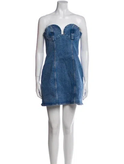 Pre-owned Magda Butrym Strapless Mini Dress In Blue