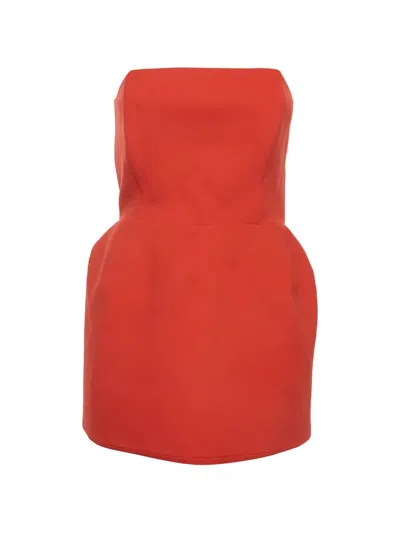 Pre-owned Magda Butrym Strapless Mini Dress In Red