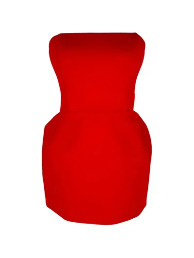 Pre-owned Magda Butrym Strapless Mini Dress In Red