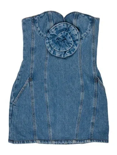 Pre-owned Magda Butrym Strapless Mini Dress W/ Tags In Blue