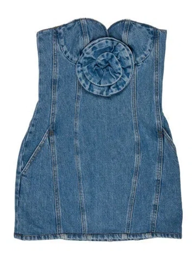 Pre-owned Magda Butrym Strapless Mini Dress W/ Tags In Blue