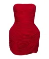 Magda Butrym Strapless Ruched Floral Mini Dress In Red