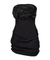 Magda Butrym Off-the-shoulder Black Mini Dress With Floral Accent In Black