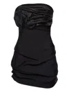 Magda Butrym Off-the-shoulder Black Mini Dress With Floral Accent In Black