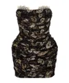 Magda Butrym Strapless Ruched Silk Mini Dress In Black Print In Multi
