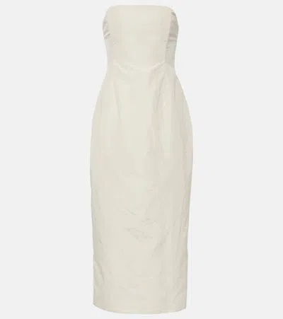 Magda Butrym Strapless Silk Taffeta Midi Dress In Neutrals