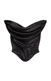 Magda Butrym Strapless Stretch-silk Corset Top In Blue