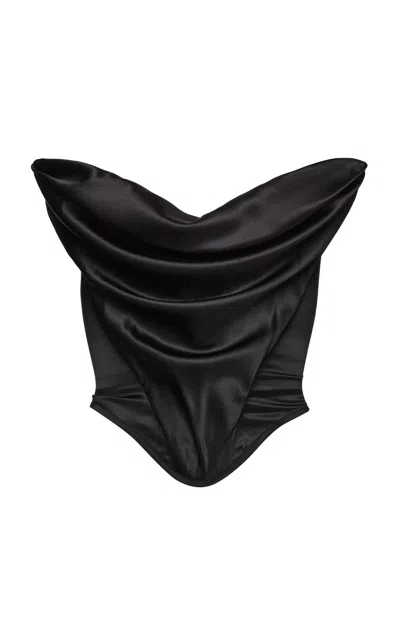 Magda Butrym Strapless Stretch-silk Corset Top In Blue