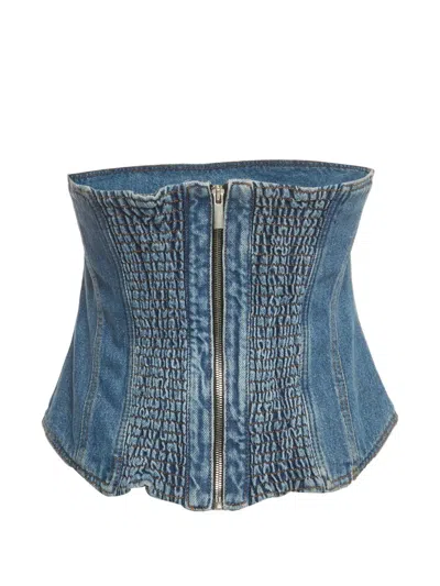 Pre-owned Magda Butrym Strapless Zip-up Top In Blue