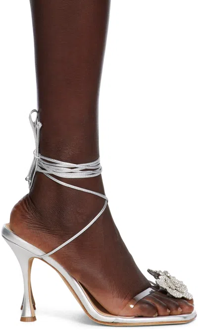 Magda Butrym Strappy Jewelry High-heeled Sandals In Silver