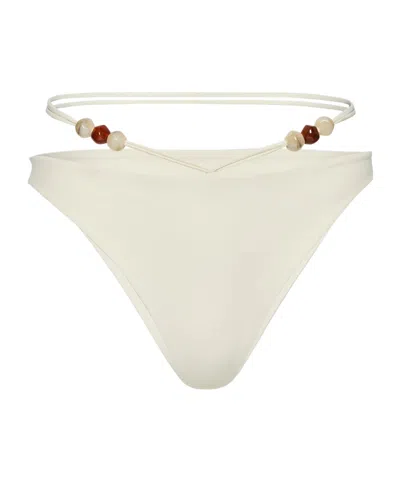 Magda Butrym Strappy Swim Briefs With Beads Cream In White