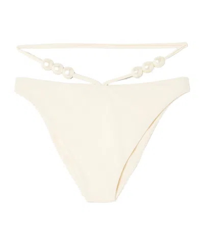 Magda Butrym Beaded Bikini Bottoms In White