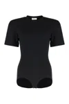 Magda Butrym Ribbed Knit Padded Shoulder Bodysuit In Black
