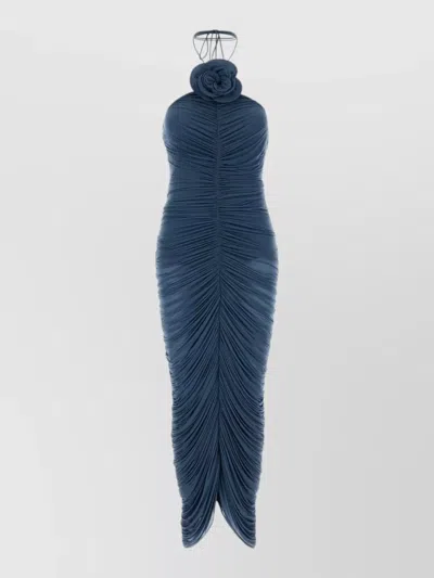 Magda Butrym Stretch Jersey Backless Halter Evening Dress In Blue