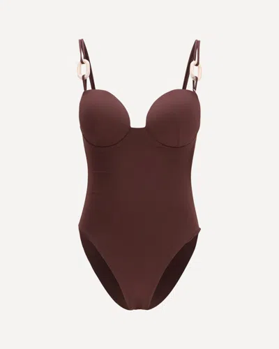 Magda Butrym Stretch Nylon One-piece Swimsuit In Brown