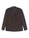 Magda Butrym Striped Double-breasted Blazer In Brown